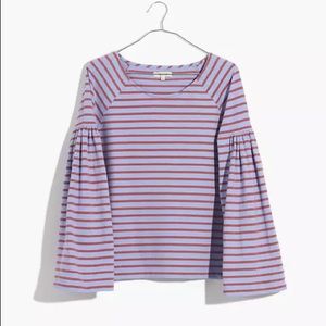 Madewell Shirred Bell Sleeve Sailor Striped Top